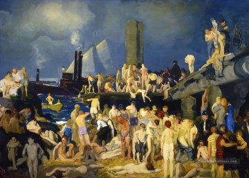 River Front 1915 George Wesley soufflet Peinture à l'huile
